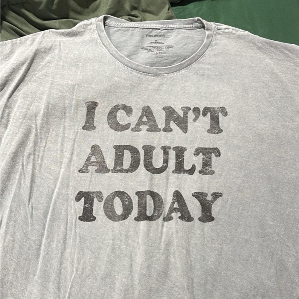 Maurices Light Gray 'I Can't Adult Today' Tee